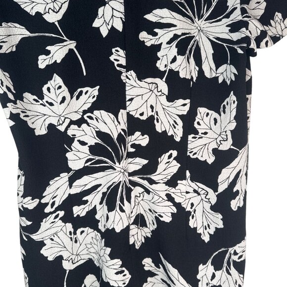 Banana Republic Size 12 Black & White Floral Short Sleeve Dress Elegant - Picture 11 of 14